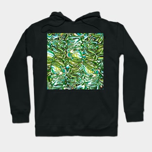 Pond Pour - Funky Green Pattern - Paint Pour Art - Unique and Vibrant Modern Home Decor for enhancing the living room, bedroom, dorm room, office or interior. Digitally manipulated acrylic painting. Hoodie